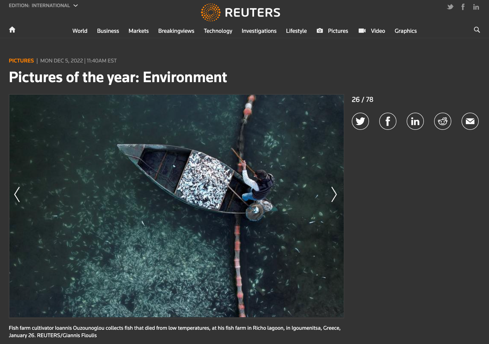 Φωτογραφία του Τρικαλινού Γιάννη Φλούλη στις κορυφαίες της χρονιάς για το Reuters